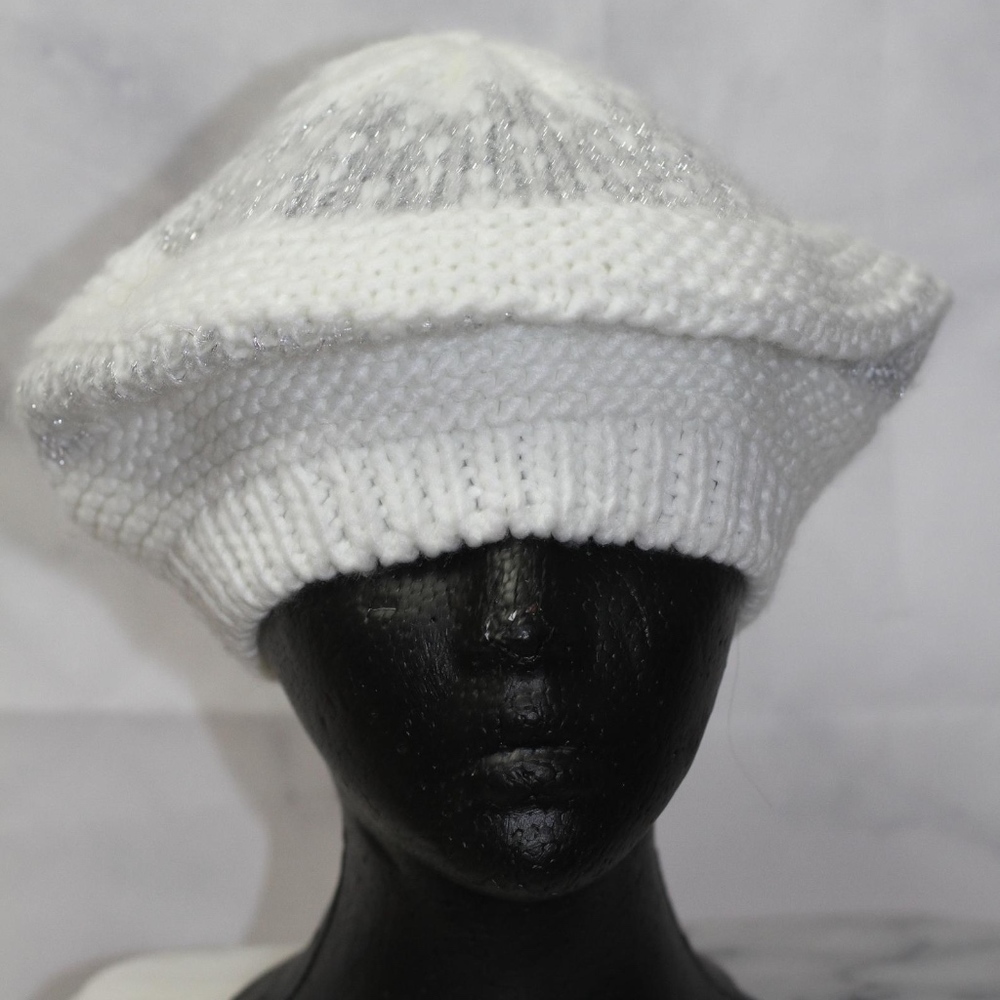 White & Grey Beret Hat